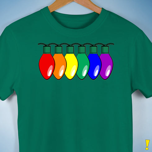 LGBTQ Pride Christmas Lights Premium Unisex T-Shirt - Kelly Green